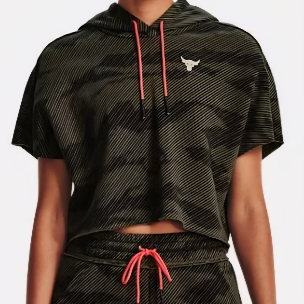 Under Armour Olive and Black Striped Hoodie with Coral Accents (M Top, L Bottom)